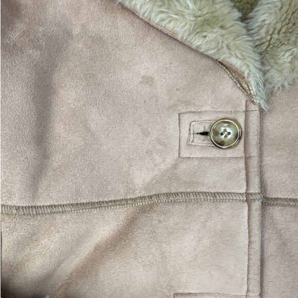 Larry Levine Sport - Faux Suede & Faux Fur Trim Coat in Camel Tan - Picture 2 of 7